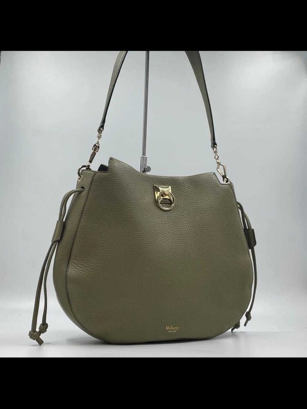 Mulberry Olive Green Pebbled Leather Shoulder Hobo with Gold Hardware